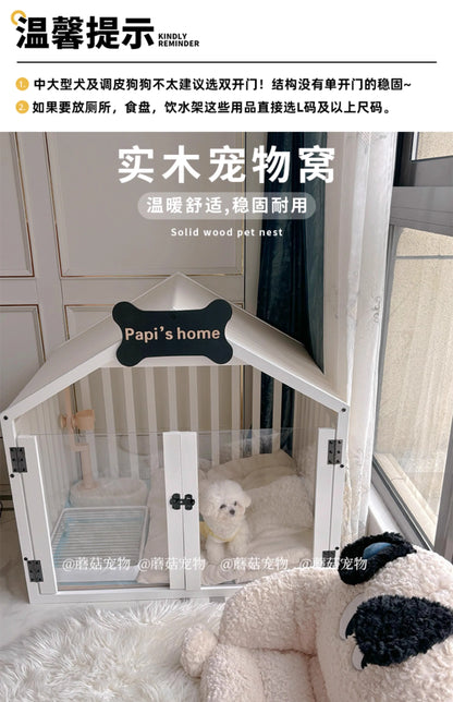 the MILKBONE HOUSE - Indoor Solid Wood Creativity Design Special Use Pet Doghouse, Detachable Washable Advanced Light Luxury Large Dogs Big Villa