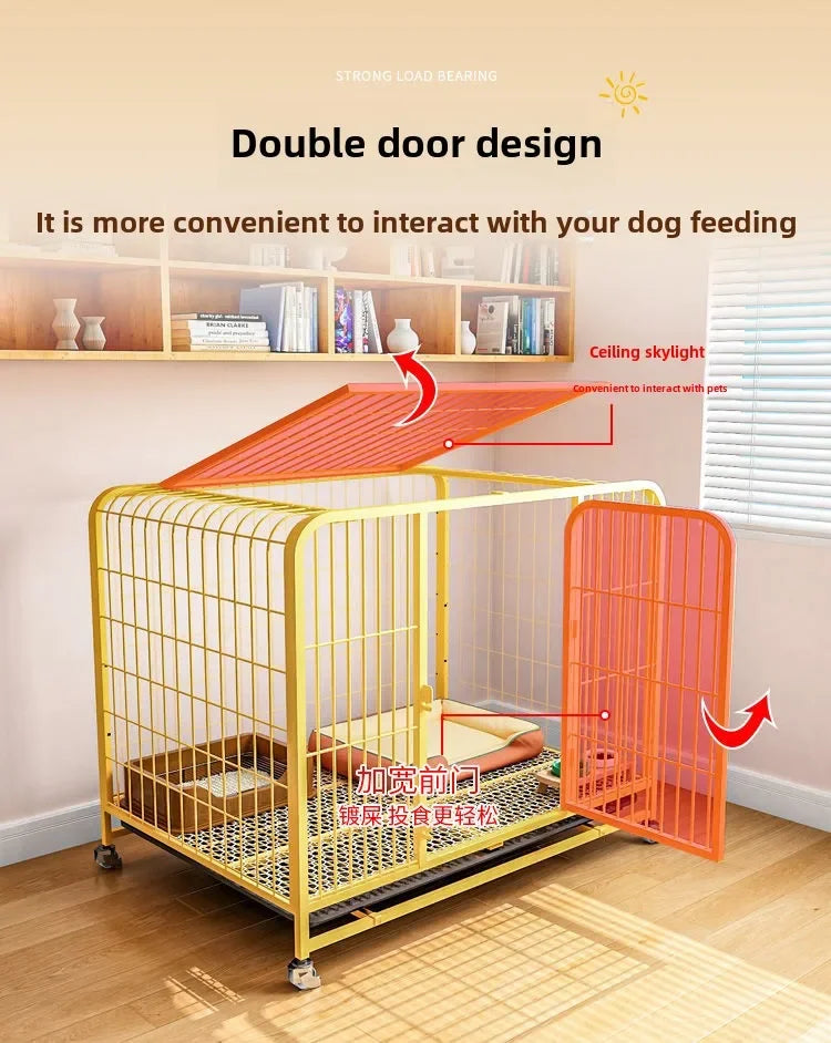 the BOLD & the BEAUTIFUL - Dog Indoor with Toilet Separation, Bold Pet Cage, Golden Retriever/Labrador Household Dog Cage, Playpen Dog Cage Medium/Large