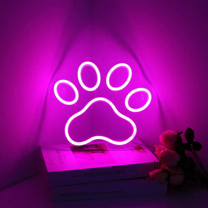 Dog Paw Neon Sign - Custom LED Pet Store Decor Veterinary Clinic Home Kennel, Heartwarming Gift for Dog Lovers & Pet Shop Owners