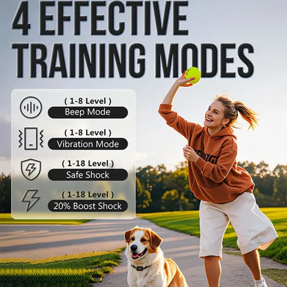 the DOG TRAINER - 1000m Electric Dog Training Collar, Pet Remote Control Type-C Backlight Display Shock Vibration Sound Collar with Security Lock