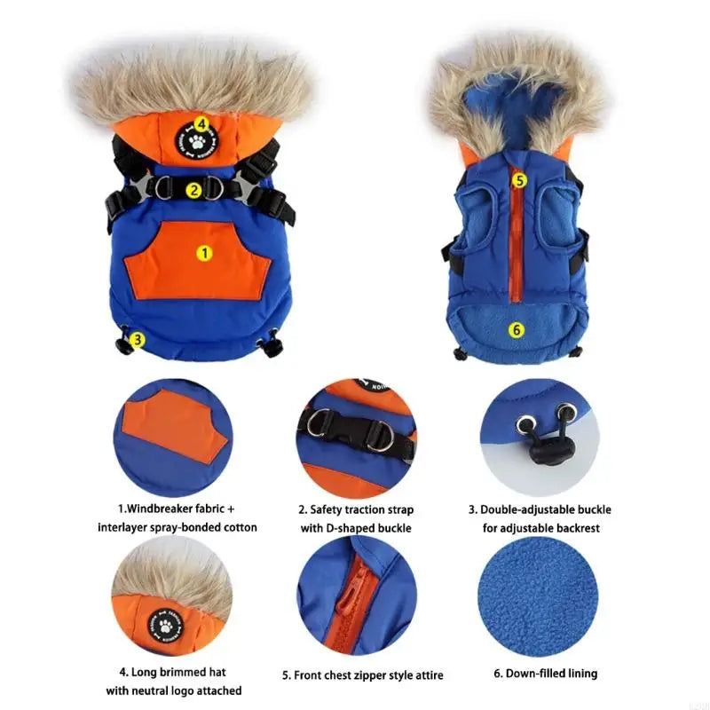 the TRAILBLAZER - Outdoor Activity Insulated Waterproof Dog Winter Vest with Reinforced Harness Attachment, Reflective Pet Warm Coat