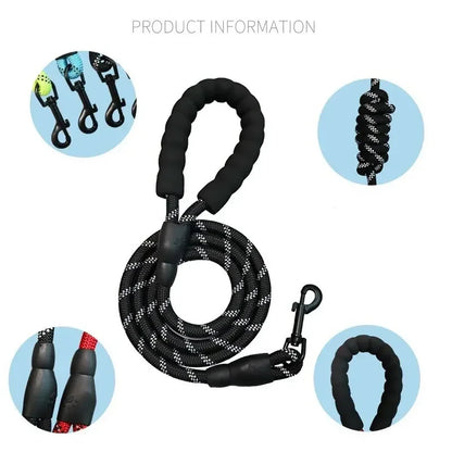 the REFLECTAROUND COMFORT LEASH - Pet Reflective Leash, Nylon Round Leash, Explosion-Proof Punch Leash, Dog Walking Round Leash without Strangulation