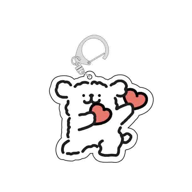 Cartoon Little White Dog Key Chain Cute Acrylic Maltese Dog Bag Pendant Micro Landscape Decoration Key Ring Jewelry Wholesale