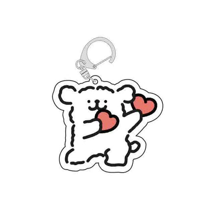 Cartoon Little White Dog Key Chain Cute Acrylic Maltese Dog Bag Pendant Micro Landscape Decoration Key Ring Jewelry Wholesale