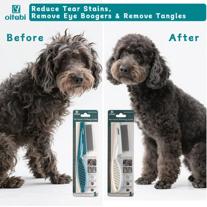 the PESTEASE GROOM COMB - Flea Lice Comb, Dog/Cat Grooming Combs with Rounded Teeth, Professional Pet Tear Stain Remover Brush, Pet Dematting Tool