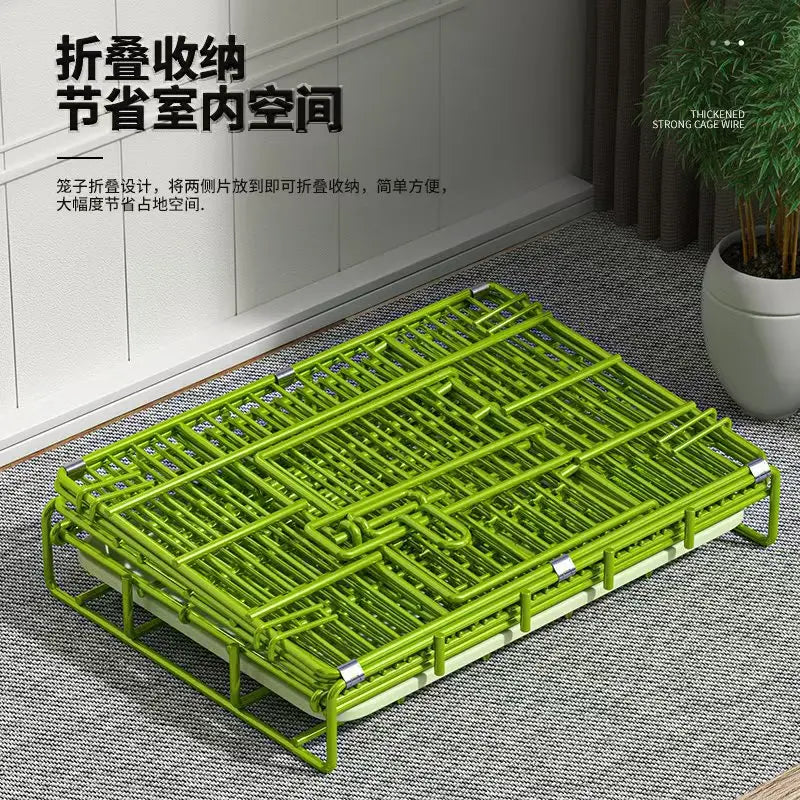 t‌he GREEN MACHINE - Heavy-Duty Foldable Dog Crate with Toilet - Reinforced for Small/Medium/Large Breeds, Indoor Pet Cage with Removable Tray