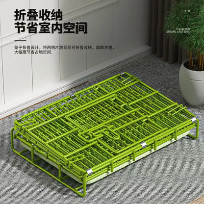 t‌he GREEN MACHINE - Heavy-Duty Foldable Dog Crate with Toilet - Reinforced for Small/Medium/Large Breeds, Indoor Pet Cage with Removable Tray