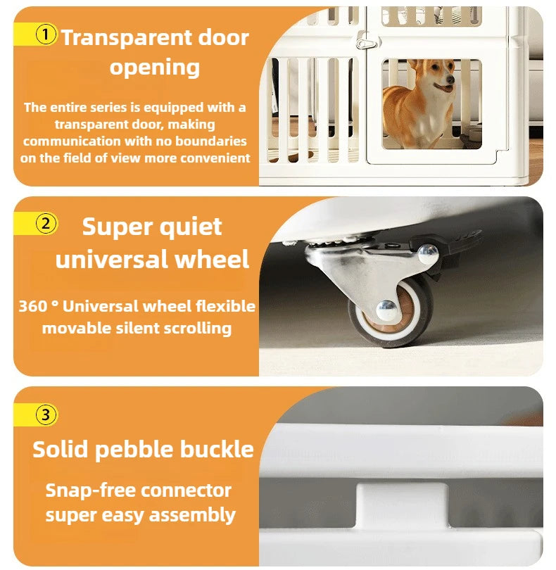 Indoor Dog House Large Space Pet Cage Noiseless Universal Wheel Transparent Dogs Villa Kennel Pet Accessories Products