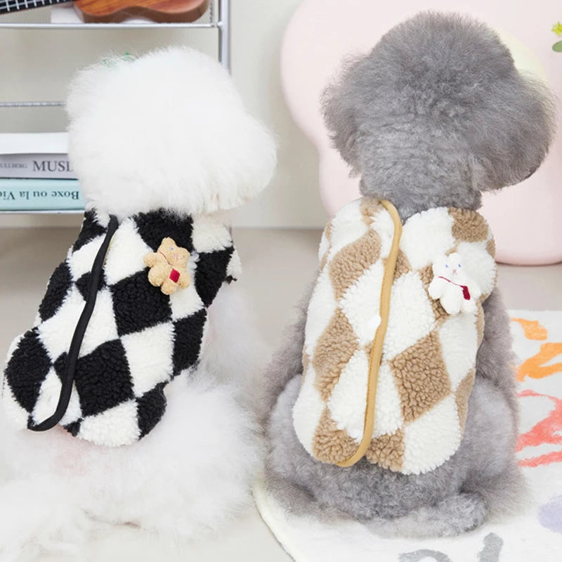 Dog Clothes  Plaid Fleece Pet Jacket for Small Dogs Winter Warm Puppy Coat Chihuahua Yorkshire Bichon Vest Costume Pet Supplies