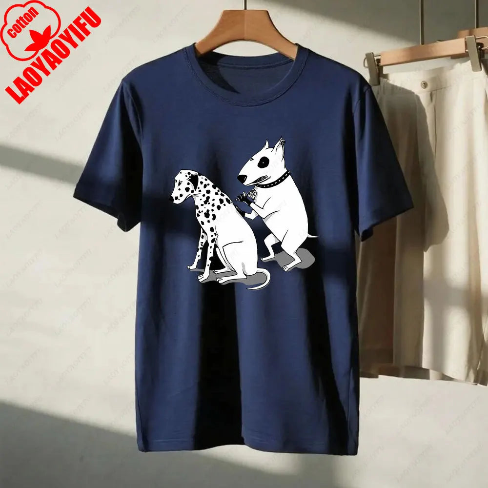 the SPOT STEALER - Funny Dalmatian Spot Tattoo Dog Shirt, Quirky Bull Terrier Tattoo Design Tee, Humorous Pet Lover Gift T-Shirt, Men/Women Summer Tops