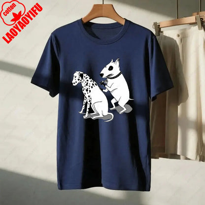 the SPOT STEALER - Funny Dalmatian Spot Tattoo Dog Shirt, Quirky Bull Terrier Tattoo Design Tee, Humorous Pet Lover Gift T-Shirt, Men/Women Summer Tops