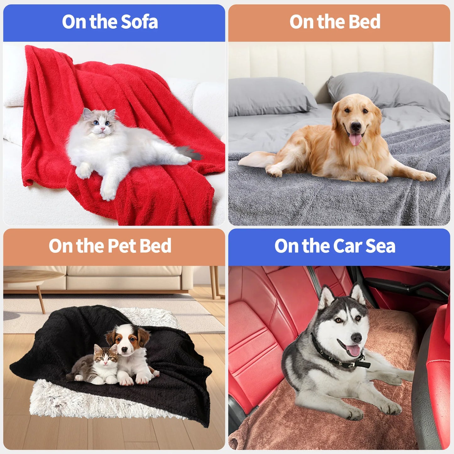 Thickened Warm Solid Color Pet Blanket All Seasons Cat Blanket Soft and Comfortable Waterproof Kennel Blanket Pet Supplies