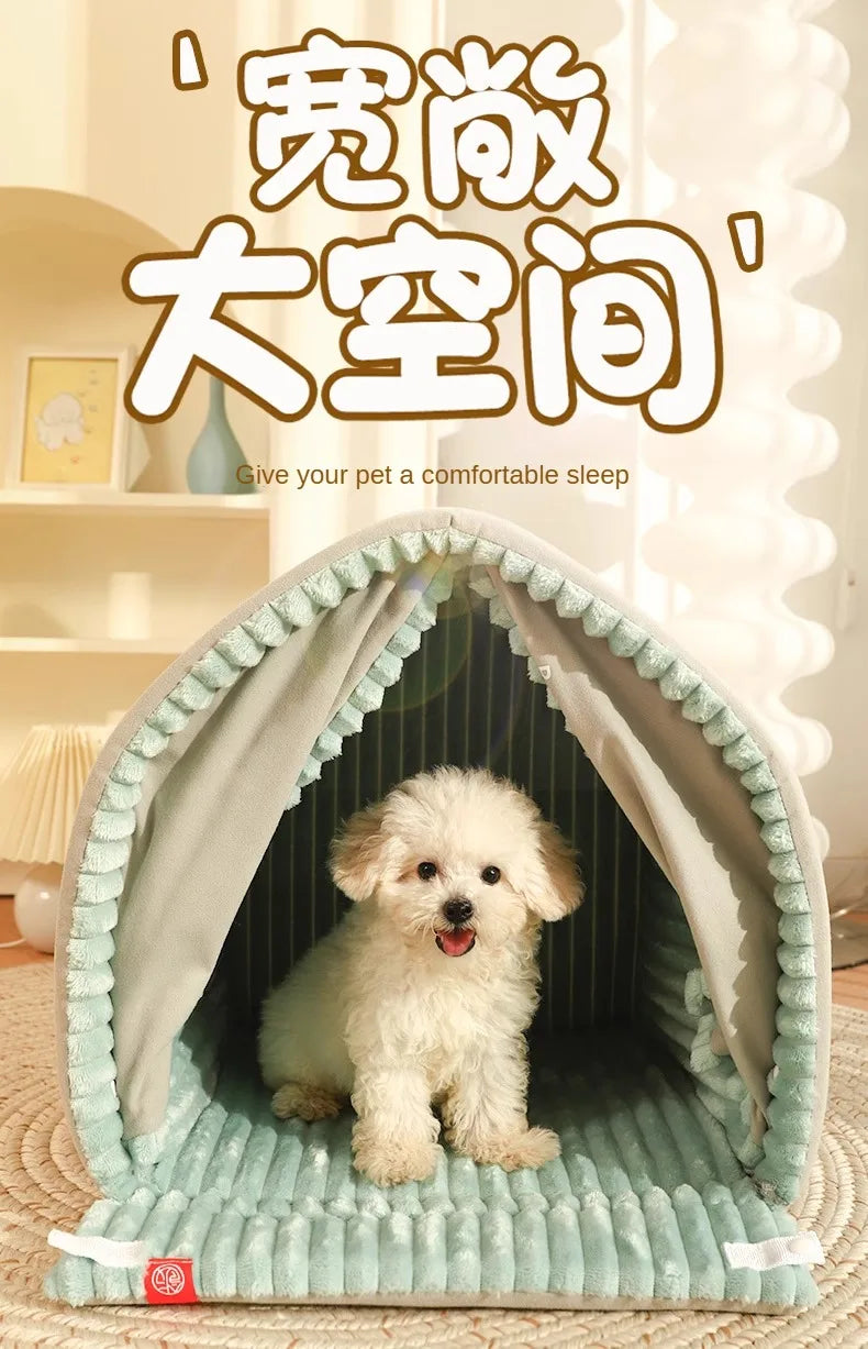 Winter Warm Small Dog House Closed Pet Winter Kennel House Cat Nest Four Seasons Universal