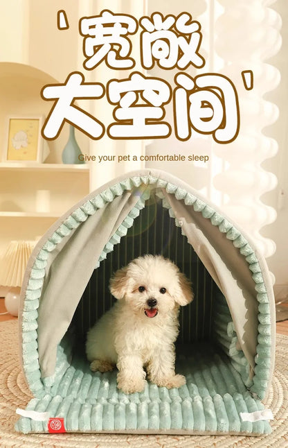 Winter Warm Small Dog House Closed Pet Winter Kennel House Cat Nest Four Seasons Universal