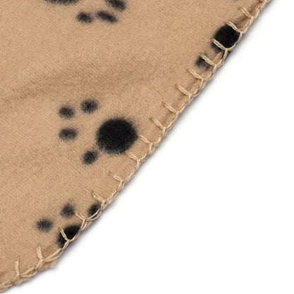 Pet Blanket Double-Sided Fleece Warm Comfortable Dog Cat Animal Paw Print Suitable for Bed Sofa Couch 60x70cm Beige