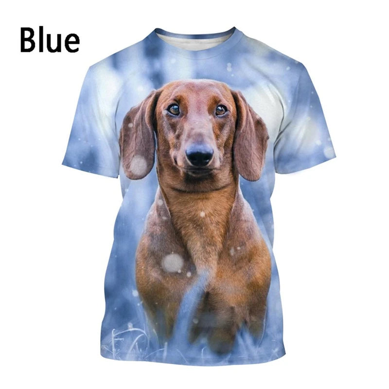 the DACHSHUNDS - Dachshund 3D Printed T-Shirt, Men/Women Summer Funny Dog Graphic T-Shirts, Casual Harajuku Style Kids O-Neck Tee Tops Clothing