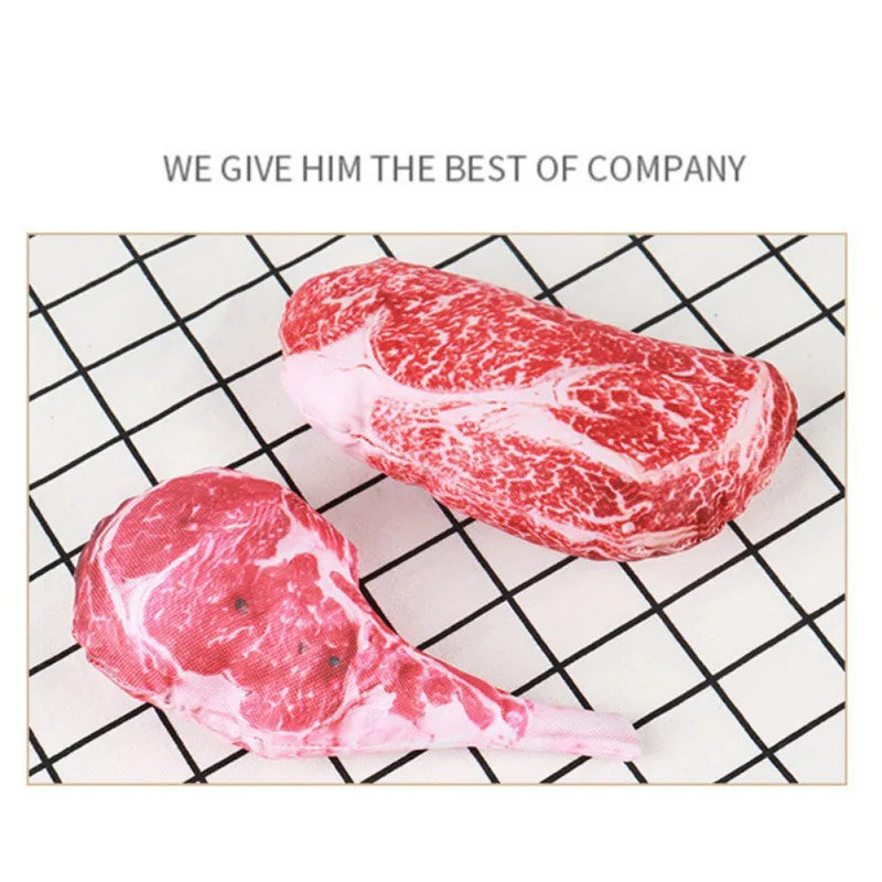 the MEATYMUNCH SQUEAKY - Simulation Steak Pet Chew Sound Dog Toy for Dogs, Bite Resistant Squeaky Puppy/Cat Toys, Pets Products