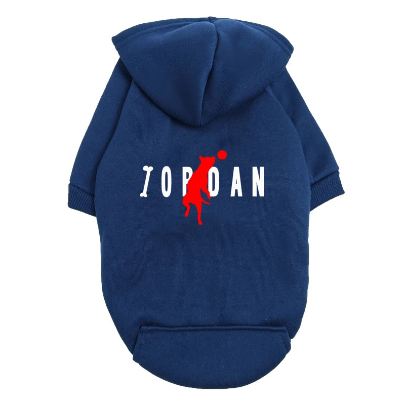the PAWSPORT FLEECE HOODIE - "JOPDAN" Dog Hoodie for Small/Medium Dogs, Cute Sport Pattern Pet Sweatshirt, Warm Fleece Puppy Outfit Coat