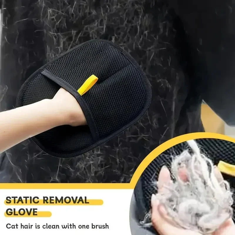 Static Pet Hair Removal Gloves - Grooming & Deshedding Gloves for Dogs Cats - Works on Sofa Carpet Clothes - Multi-Surface Brush