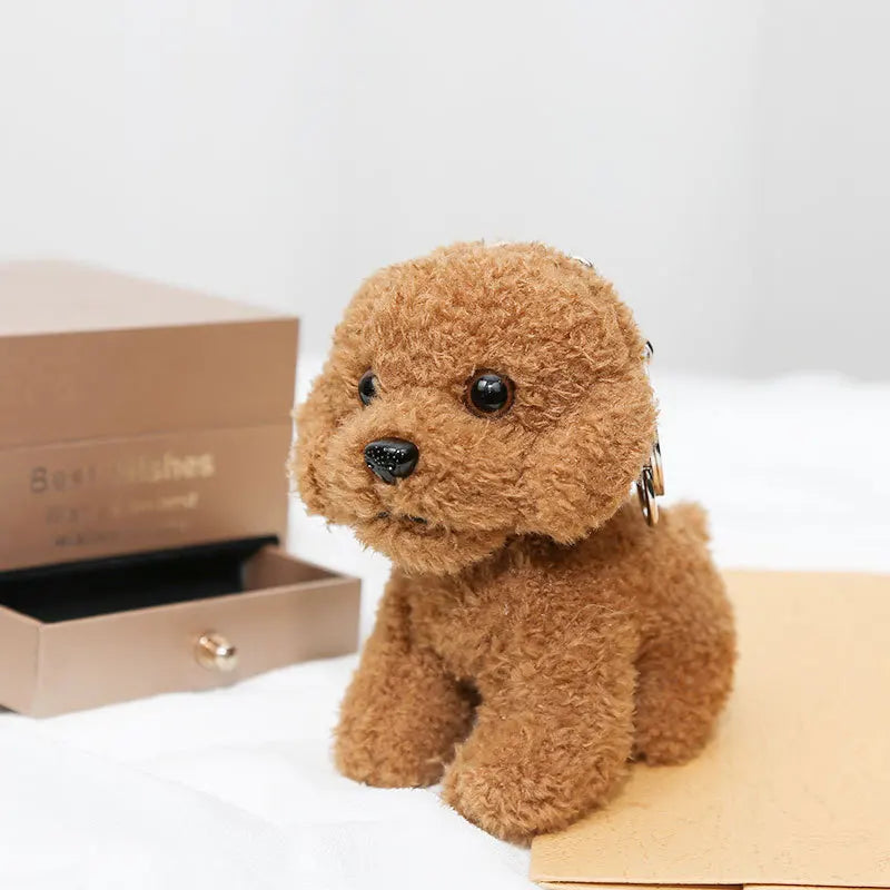 Cute Teddy Dog Plush Keychain Small Pendant Kids Toys Backpack Hangings Stuffed Animals Christmas Birthday Gifts