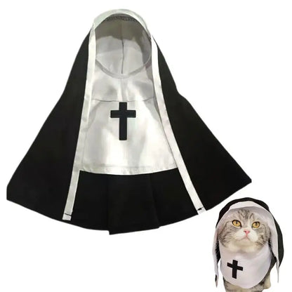 Three-Dimensional Modeling Nun Style Headwear Dress Up Cosplay Pet Costume Set Halloween Dog Transform Clothes