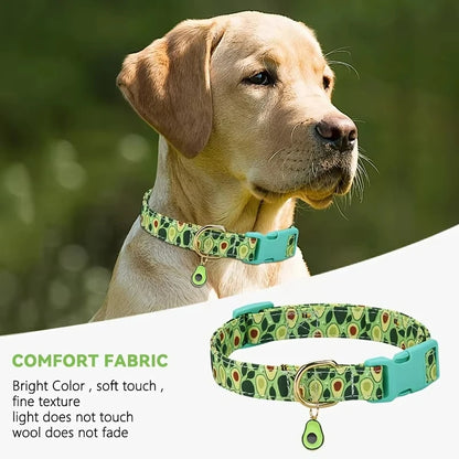 the TUTTIFRUTTI PAWS COLLAR - 1PCS Fruit Print Polyester Dog Collar Set with Adjustable Buckles and Zinc Alloy Rings, Stylish and Durable, Machine Washable