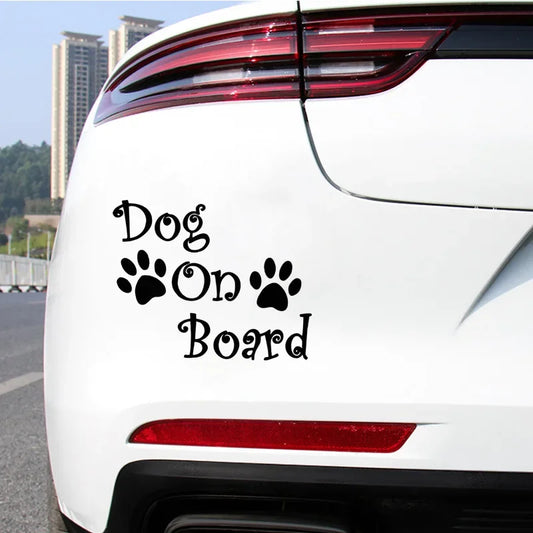 the PAWPRINTS ON BOARD DECAL - Dog On Board Dog Footprints PVC Decorative Stickers, Vinyl Film Cute Funny Decal for Car Body Bumper, Rear Window, Auto Accessories