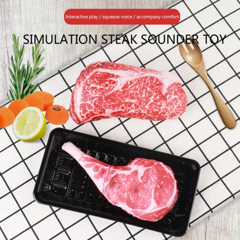 the MEATYMUNCH SQUEAKY - Simulation Steak Pet Chew Sound Dog Toy for Dogs, Bite Resistant Squeaky Puppy/Cat Toys, Pets Products