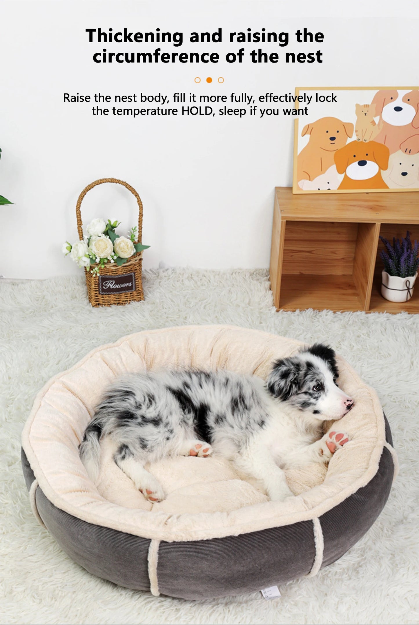 Corduroy Dog Bed Warmth Short Plush Pet Round Beds Soft PP Cotton Filling Sofa for Small Medium Big Dog Pets Dogs Accessories