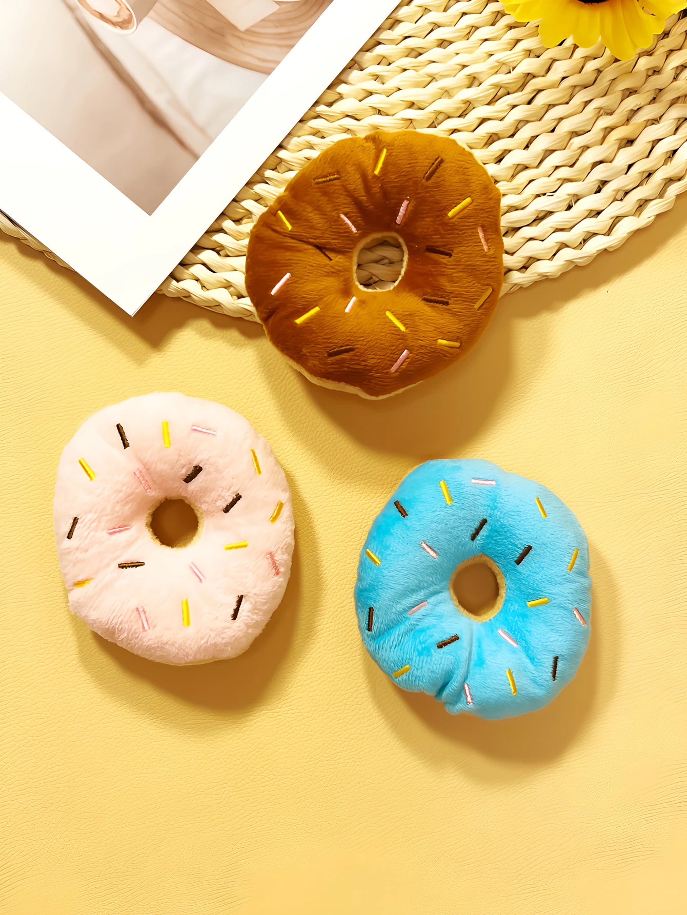 the BARKNUT PLUSH DONUT - 1 Plush Donut Pet Toy, Interactive Toy for Gnawing and Playing, Teddy Dog/Cat Love It