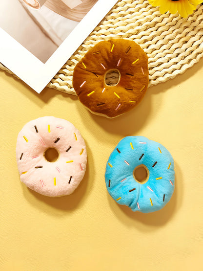 the BARKNUT PLUSH DONUT - 1 Plush Donut Pet Toy, Interactive Toy for Gnawing and Playing, Teddy Dog/Cat Love It