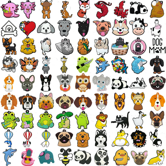 50PCS Cute Animal Keychain knife Ducks Dogs Cats Keyring for Women Men Kids Handbag Cool Car Key Accessories Friends Key Gifts