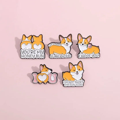 Cute Dog Enamel Brooches Short Legs Corgi Cartoon Puppy Animal Pins Clothing Hat Ornament Badge Custom Jewelry Gifts Wholesale