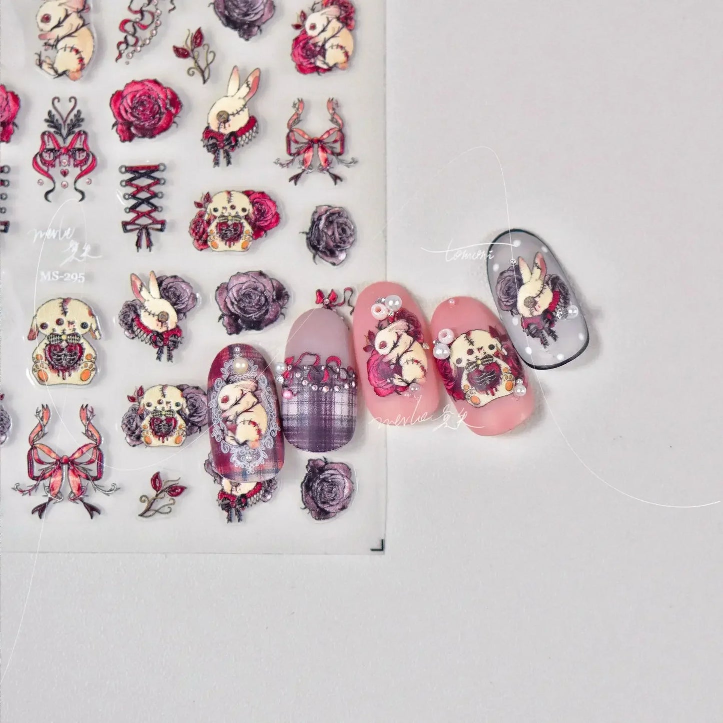 Colorful Balloon Cute Puppy Flower Cherry Bowknot Love Happy Dog Animal Self Adhesive Nail Art Sticker Decoration Manicure Decal