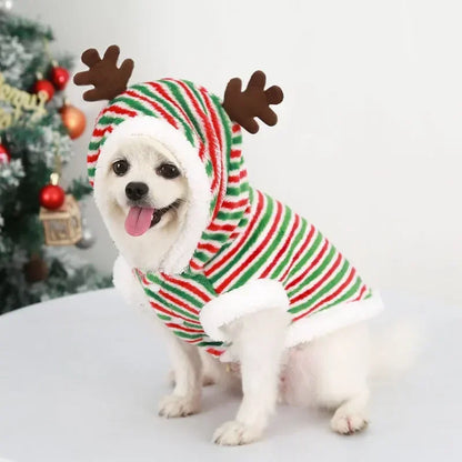 the YULEPAW WINTER COAT - Dog Christmas Clothes, Winter Warm Pet Clothes for Small/Medium Dogs, Elk Santa Claus Dog/Cats Coat Hoodies, Christmas Dogs Costume