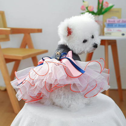 Fancy Bowtie Pet Dress For Dogs Spring Summer Puppy One Piece Apparel Girl Female Luxury  Formal Cat Wear Yorkshire Terrier Item