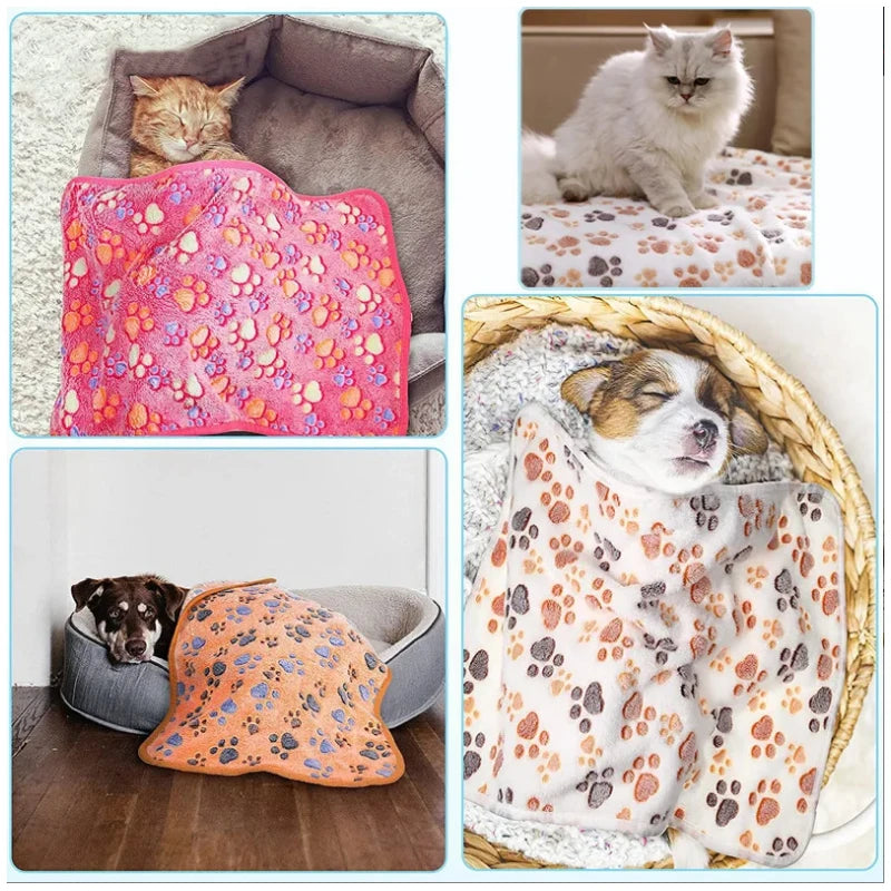 Dog Cat Cute Pattern Fleece Sleeping Blanket Winter Fall Dog Coral Soft Fluffy Bed Sheet Mat Pet Warm Comfortable Blanket Cover