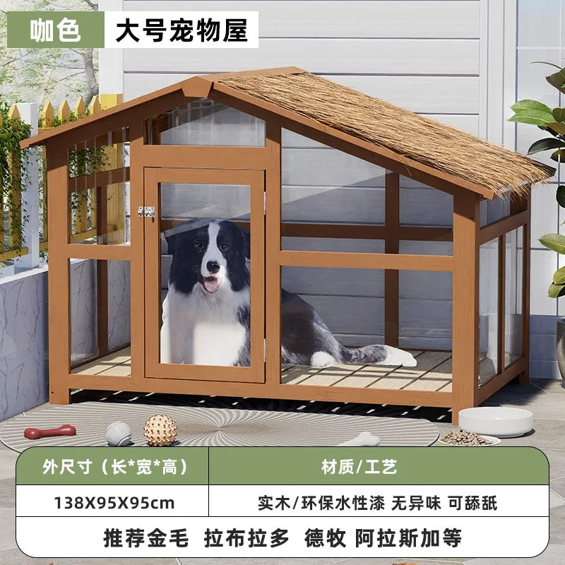 the ZEN DOGHOUSE - Doghouse Outdoor Warm and Rainproof Four-Season Universal Dog Cage, Outdoor Pet Nest Villa, Small Medium and Large Dog Sleeping