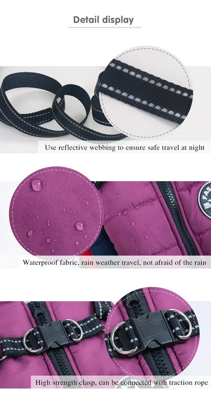 the FASHION SPORTS DOG - Pet Dog Jacket with Harness, Winter Warm Dog Clothes for Labrador, Waterproof Small Dog Coat, Chihuahua/French Bulldog Outfits