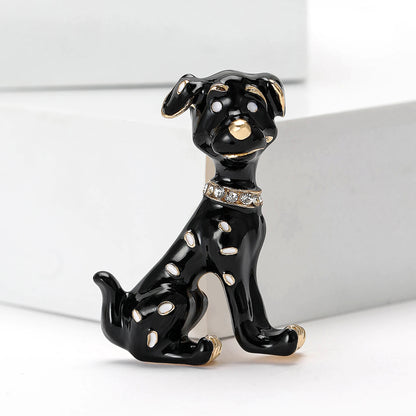 Enamel Puppy Brooches for Women Unisex Rhinestone Animal Pin Dog Lapel Pins Office Party Friend Luxury Gifts Jewelry Accessories