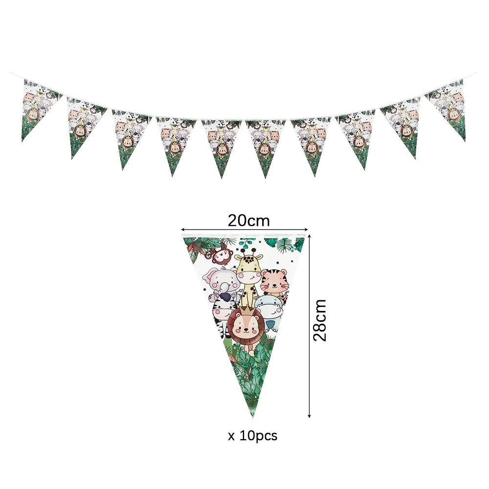 Jungle party Banner Garland Hanging swirls decor Jungle Wild One Birthday decor Safari Jungle Animals Birthday Party Decoration