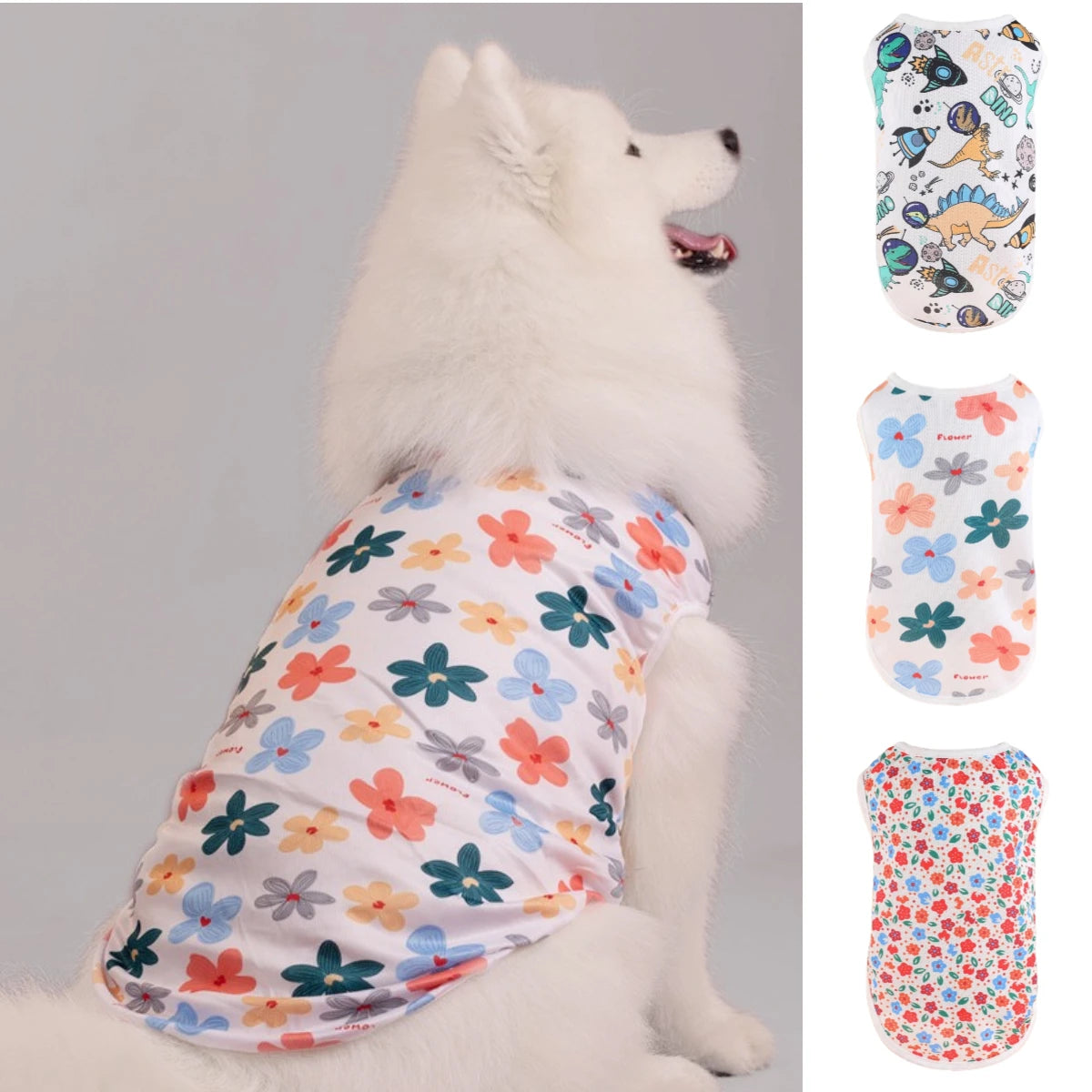 Cute Summer Pet Dog Cooling Vest Cartoon Soft Clothing Summer Casual Shirts Small Medium Large Dogs Puppy French Bulldog Clothes