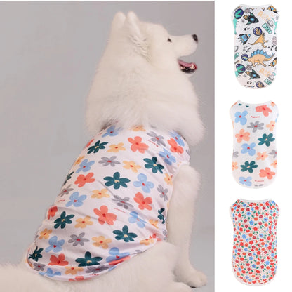 Cute Summer Pet Dog Cooling Vest Cartoon Soft Clothing Summer Casual Shirts Small Medium Large Dogs Puppy French Bulldog Clothes