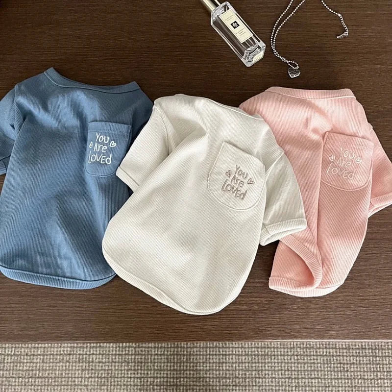 Autumn Winter Thin Warm Dog Pullover Solid Dog Hoodies Pet Vest Girls Dog Costume Chihuahua Bichon Clothing Letter Cat Dog Shirt