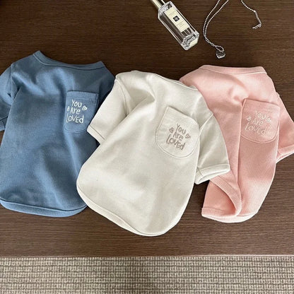 Autumn Winter Thin Warm Dog Pullover Solid Dog Hoodies Pet Vest Girls Dog Costume Chihuahua Bichon Clothing Letter Cat Dog Shirt