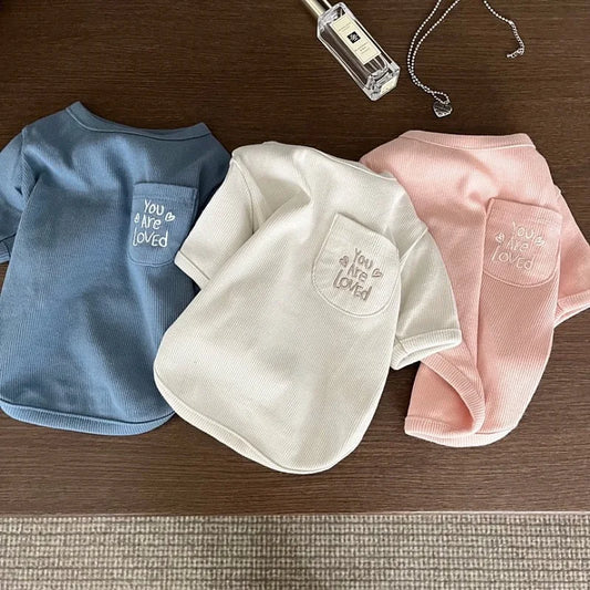 Autumn Winter Thin Warm Dog Pullover Solid Dog Hoodies Pet Vest Girls Dog Costume Chihuahua Bichon Clothing Letter Cat Dog Shirt