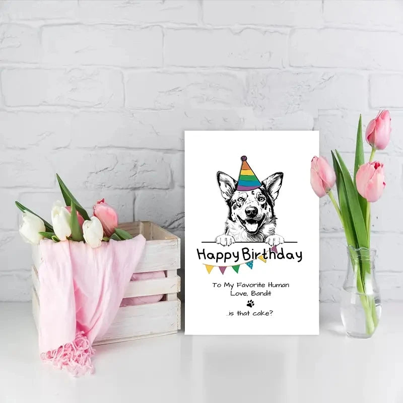 1pc, Birthday Cards, Australian Bulldog Birthday Cards, personalized cards, dog lovers, to the husband, to the wife, flags.
