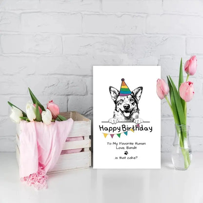1pc, Birthday Cards, Australian Bulldog Birthday Cards, personalized cards, dog lovers, to the husband, to the wife, flags.