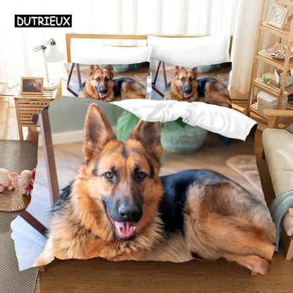 Dog Bedding Set German Shepherd Cute Pet Dog Animal Duvet Cover Sets Bed Linen for Adults Children Dog Lover Gift Bedroom Decor