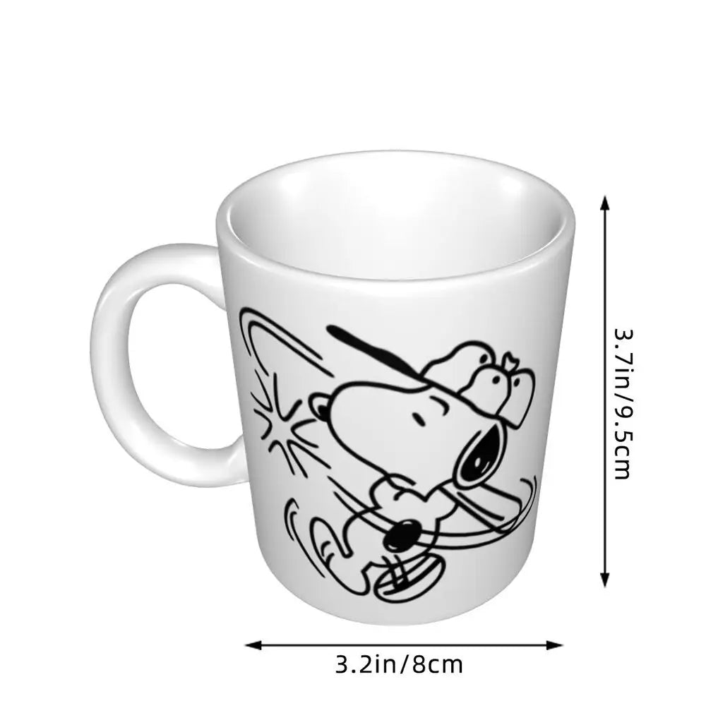 Manga Snoopy Woodstock Cartoon Dog Coffee Mug DIY Customized Ceramic Tea Milk Mug